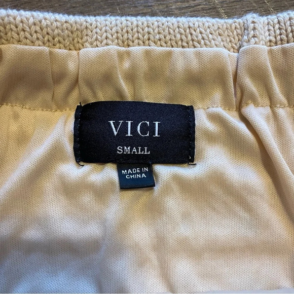 VICI Maxi Tan Knitted Crotchet Bohemian Fit and Flare Beachy Skirt With Slit BB - Picture 2 of 4